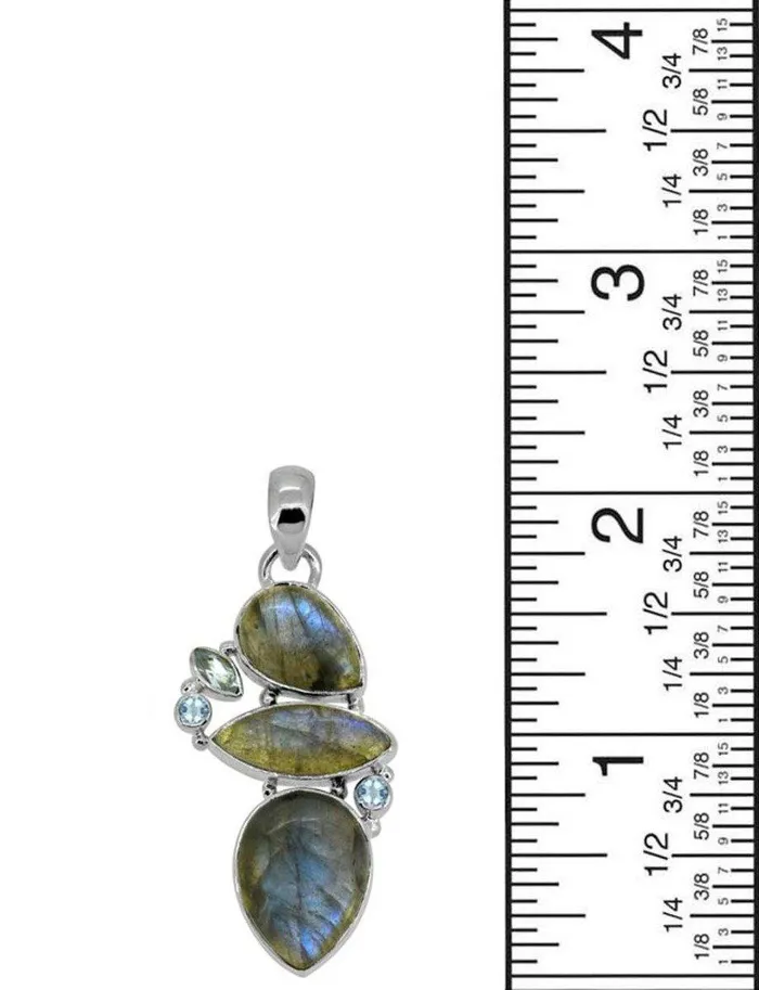 Necklaces YoTreasure 209 Labradorite Blue Topaz Long Chain Gemstone pendant