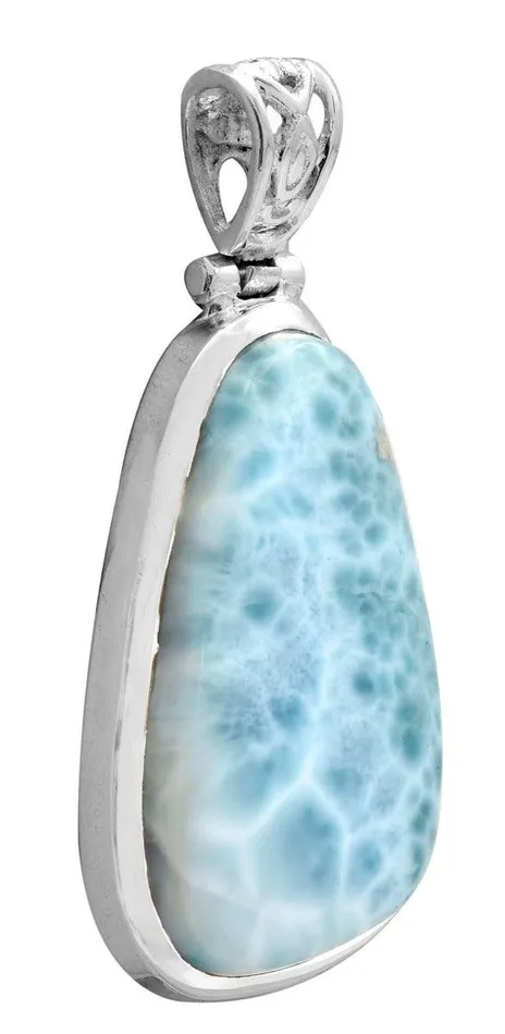 Necklaces YoTreasure Larimar 1 34 Long 925 Solid Sterling Silver Pendant With 18 Chain Necklace
