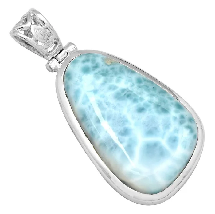 Necklaces YoTreasure Larimar 1 34 Long 925 Solid Sterling Silver Pendant With 18 Chain Necklace