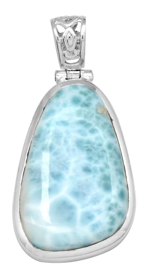 Necklaces YoTreasure Larimar 1 34 Long 925 Solid Sterling Silver Pendant With 18 Chain Necklace