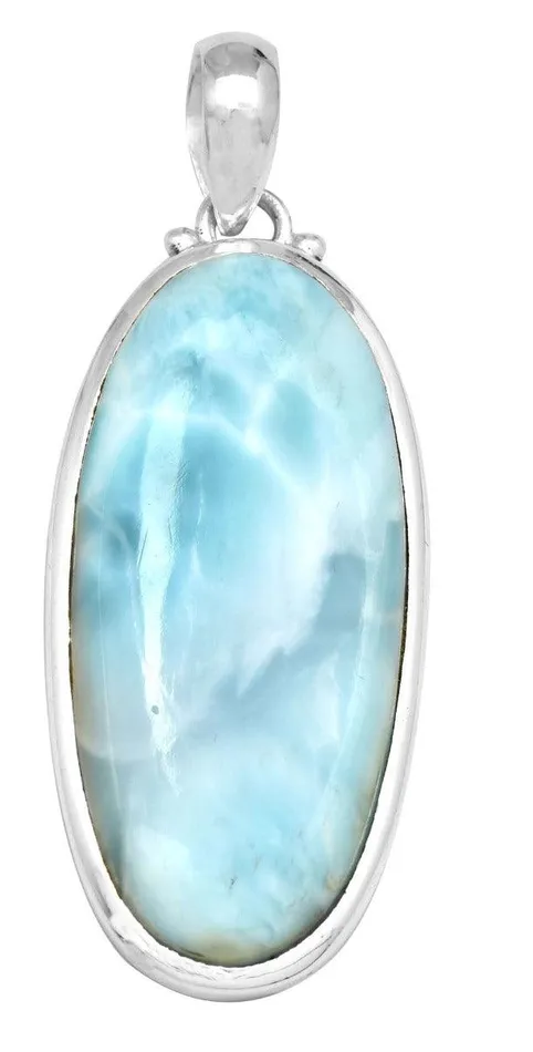 Necklaces YoTreasure Larimar 2 Long 925 Solid Sterling Silver Pendant With 18 Chain Necklace