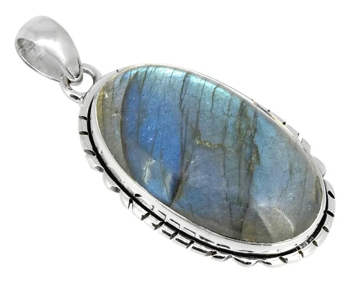 Necklaces YoTreasure Long Chain Necklace Jewelry Solid 925 Sterling Silver Labradorite Gemstone Pendant for Women 18
