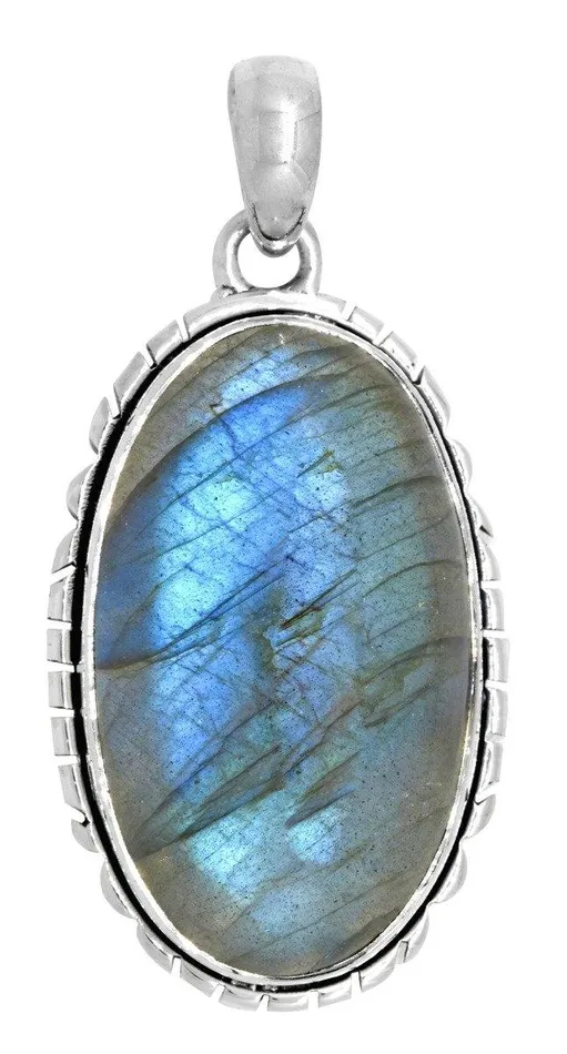 Necklaces YoTreasure Long Chain Necklace Jewelry Solid 925 Sterling Silver Labradorite Gemstone Pendant for Women 18