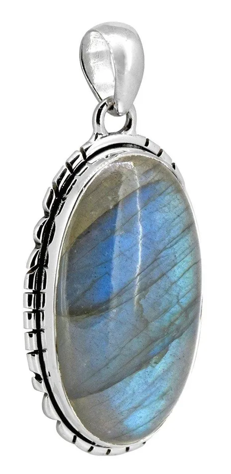 Necklaces YoTreasure Long Chain Necklace Jewelry Solid 925 Sterling Silver Labradorite Gemstone Pendant for Women 18