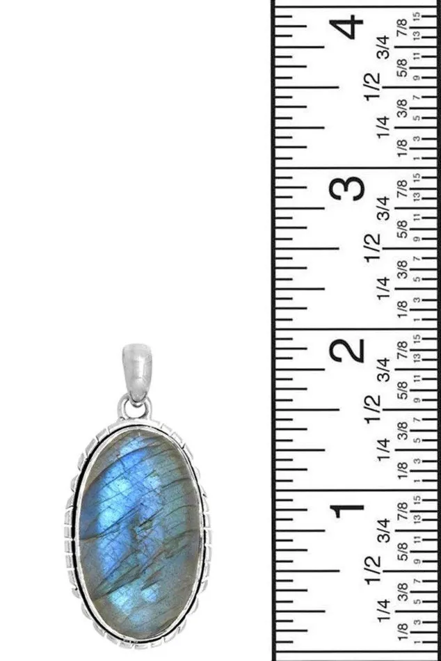 Necklaces YoTreasure Long Chain Necklace Jewelry Solid 925 Sterling Silver Labradorite Gemstone Pendant for Women 18