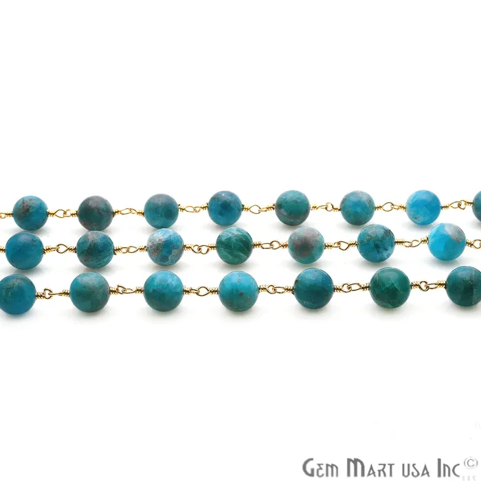 Neon Apatite Smooth Beads 8mm Gold Plated Wire Wrapped Gemstone Rosary Chain GemmartUSA PreStyled Sets Neon Apatite Smooth Beads 8mm Gold Plated Wire Wrapped Gemstone Rosary Chain GemmartUSA PreStyled Sets