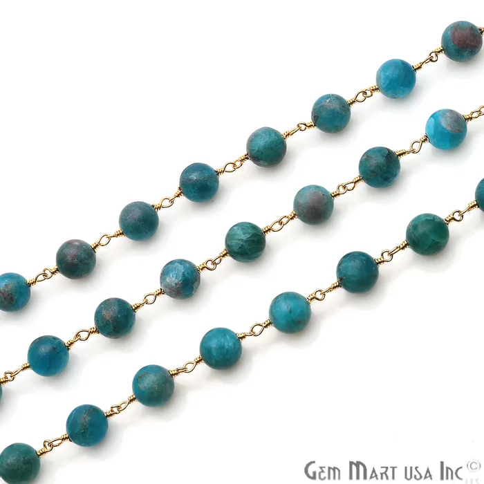 Neon Apatite Smooth Beads 8mm Gold Plated Wire Wrapped Gemstone Rosary Chain GemmartUSA PreStyled Sets Neon Apatite Smooth Beads 8mm Gold Plated Wire Wrapped Gemstone Rosary Chain GemmartUSA PreStyled Sets