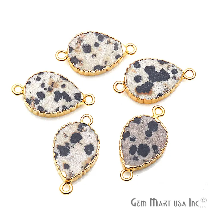 Pear 12x16mm Zig Zag Double Bail Gold Edged Gemstone Connector GemMartUSA Earrings