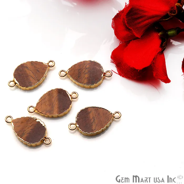 Pear 12x16mm Zig Zag Double Bail Gold Edged Gemstone Connector GemMartUSA Earrings