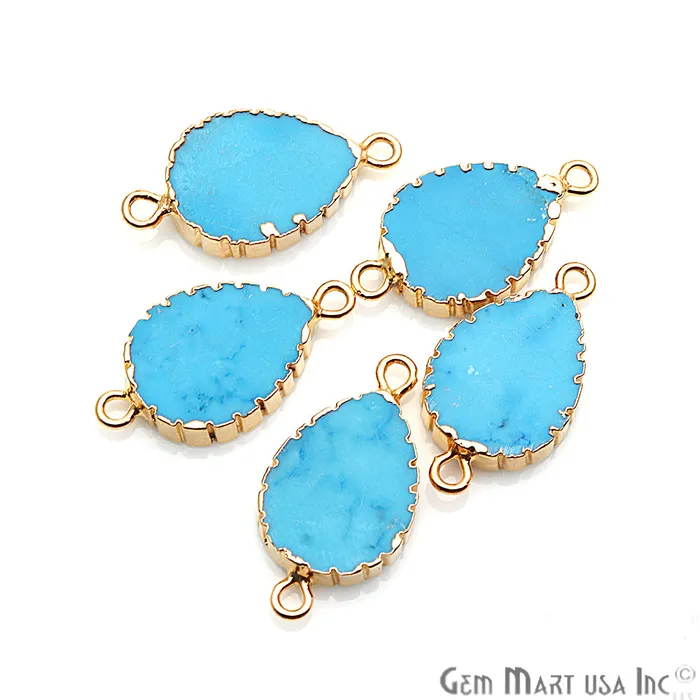 Pear 12x16mm Zig Zag Double Bail Gold Edged Gemstone Connector GemMartUSA Earrings
