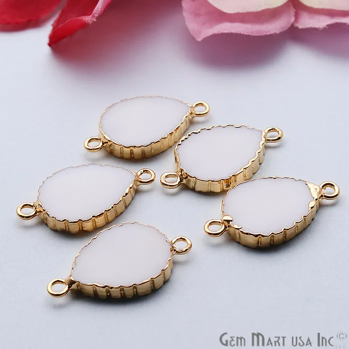 Pear 12x16mm Zig Zag Double Bail Gold Edged Gemstone Connector GemMartUSA Earrings