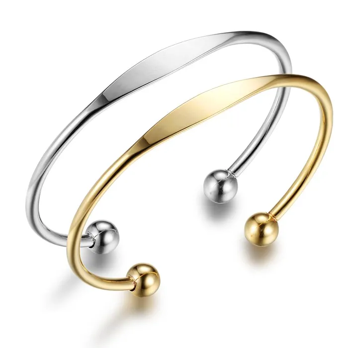 Personalized Jewel Bracelets Trendy Stainless Steel Open Cuff Bangle Bracelet Vintage Style Fashion Bangle Band Best Gift for Christmas Birthday Anniversary
