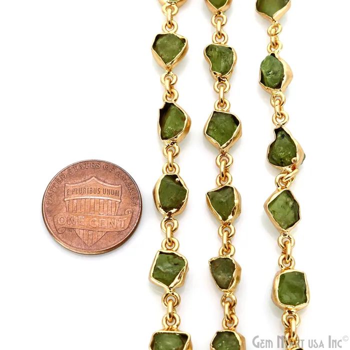 PreStyled Sets GemMartUSA Peridot Organic 10mm Gold Plated Bezel Continuous Connector Chain PreStyled Sets GemMartUSA Peridot Organic 10mm Gold Plated Bezel Continuous Connector Chain