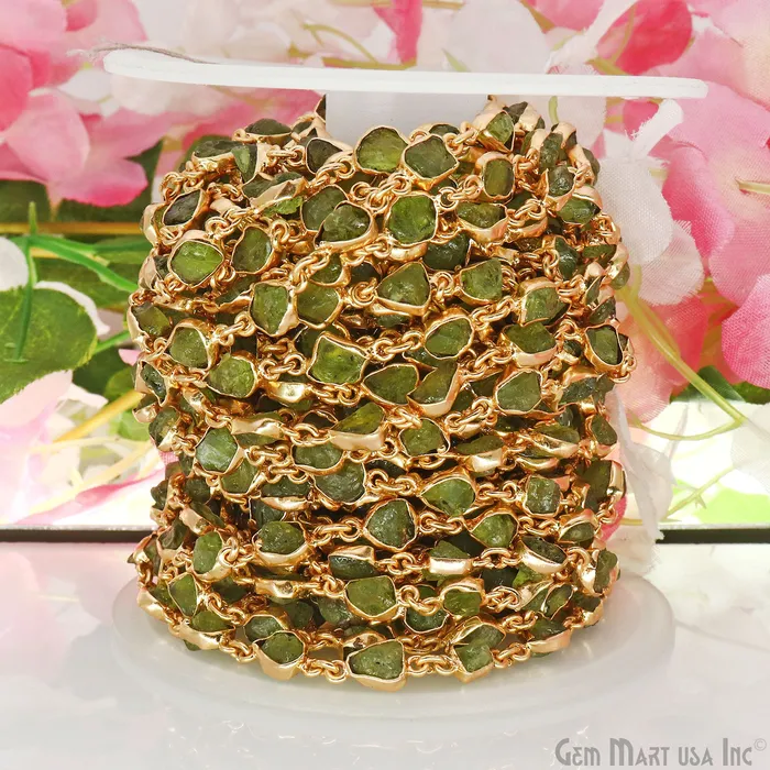 PreStyled Sets GemMartUSA Peridot Organic 10mm Gold Plated Bezel Continuous Connector Chain PreStyled Sets GemMartUSA Peridot Organic 10mm Gold Plated Bezel Continuous Connector Chain