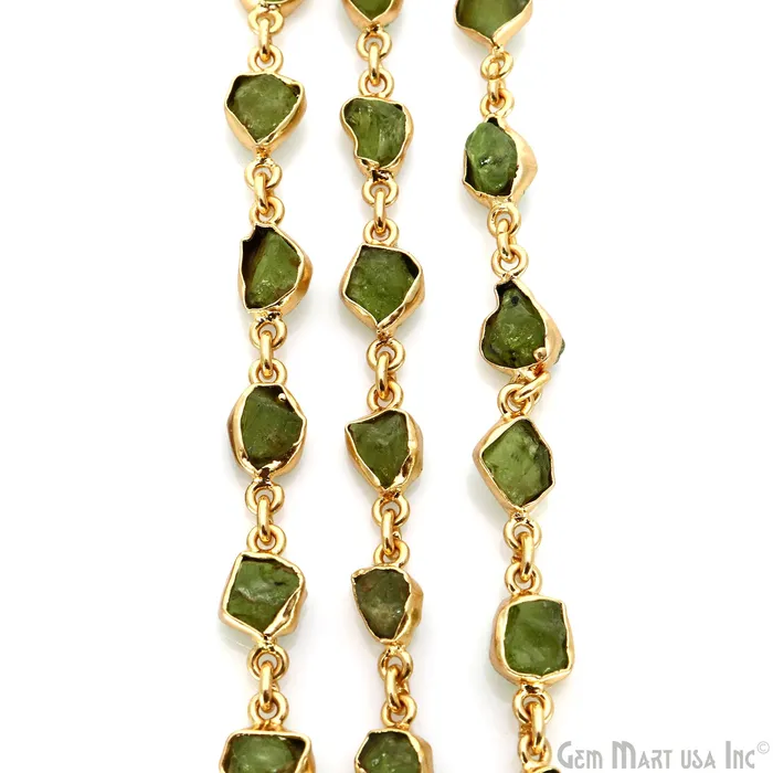 PreStyled Sets GemMartUSA Peridot Organic 10mm Gold Plated Bezel Continuous Connector Chain PreStyled Sets GemMartUSA Peridot Organic 10mm Gold Plated Bezel Continuous Connector Chain