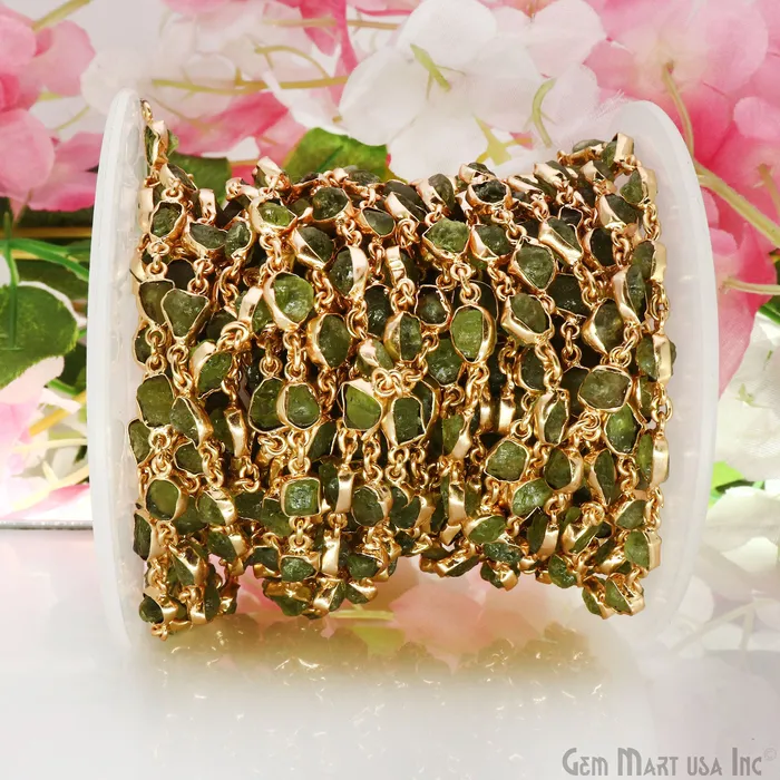 PreStyled Sets GemMartUSA Peridot Organic 10mm Gold Plated Bezel Continuous Connector Chain PreStyled Sets GemMartUSA Peridot Organic 10mm Gold Plated Bezel Continuous Connector Chain