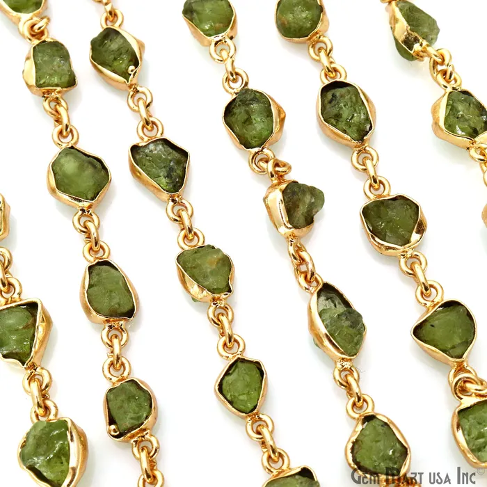 PreStyled Sets GemMartUSA Peridot Organic 10mm Gold Plated Bezel Continuous Connector Chain PreStyled Sets GemMartUSA Peridot Organic 10mm Gold Plated Bezel Continuous Connector Chain