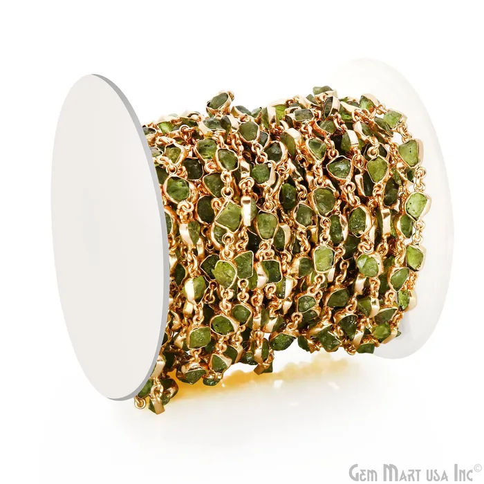 PreStyled Sets GemMartUSA Peridot Organic 10mm Gold Plated Bezel Continuous Connector Chain PreStyled Sets GemMartUSA Peridot Organic 10mm Gold Plated Bezel Continuous Connector Chain