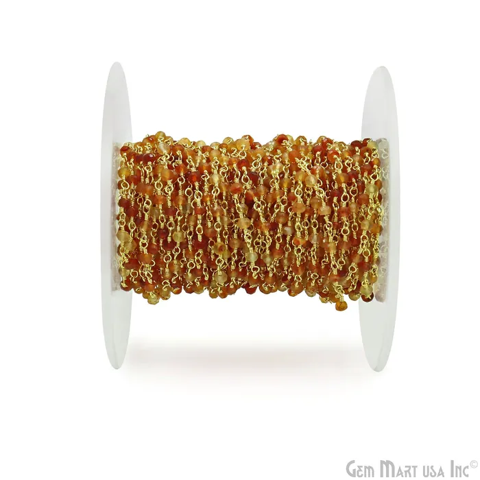 PreStyled Sets Shaded Carnelian Faceted Bead 253mm Gold Wire Wrapped Gemstone Beads Rosary Chain GemMartUSA PreStyled Sets Shaded Carnelian Faceted Bead 253mm Gold Wire Wrapped Gemstone Beads Rosary Chain GemMartUSA