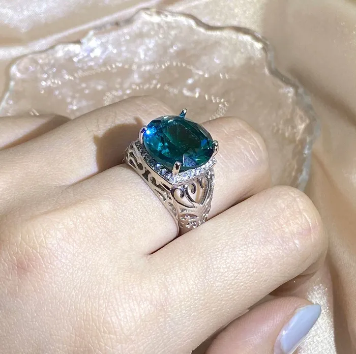 Promise Ring Engagement Ring Teal Blue Ring Womens Promise Ring Aquamarine Engagement Ring Blue Diamond Ring Tourmaline Ring Minx London Rings