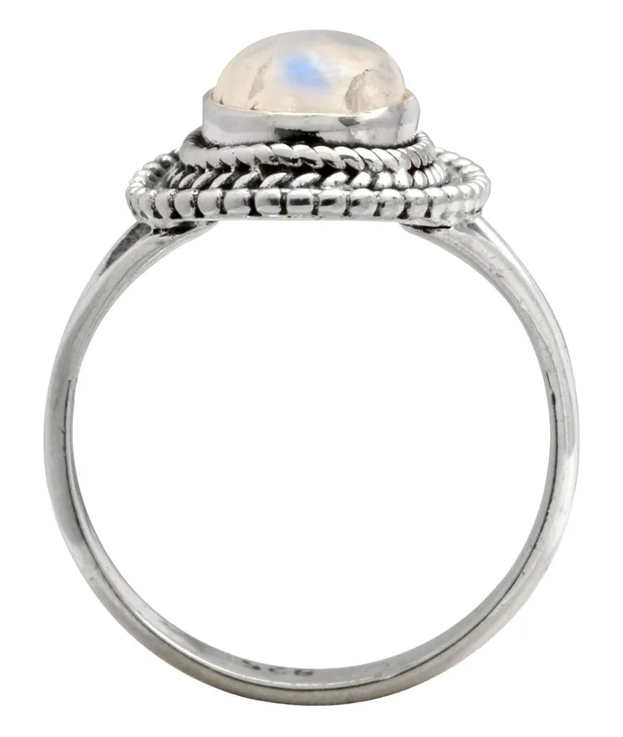 Rainbow Moonstone Solid 925 Silver Gemstone Ring YoTreasure Rings