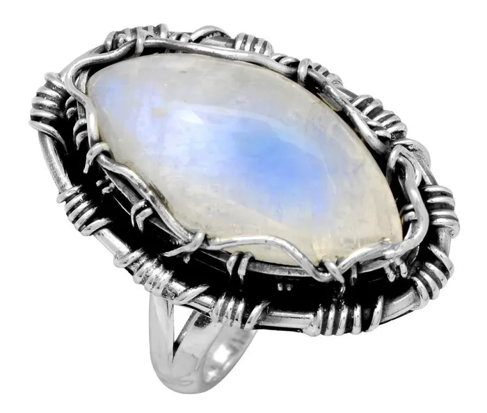 Rainbow Moonstone Solid 925 Sterling Silver Ring Jewelry YoTreasure Rings