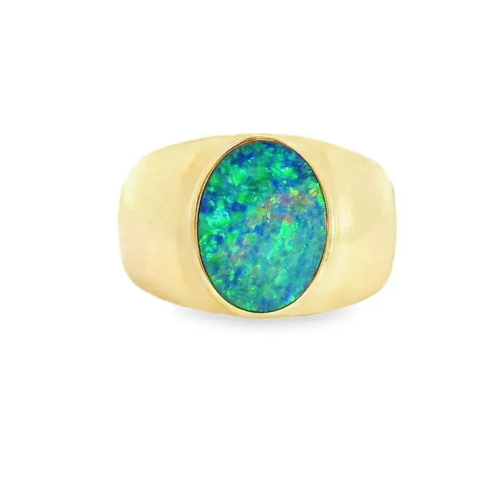 Rings Australian Opal Cutters Australian Opal Doublet Ring set in 14K Yellow Gold