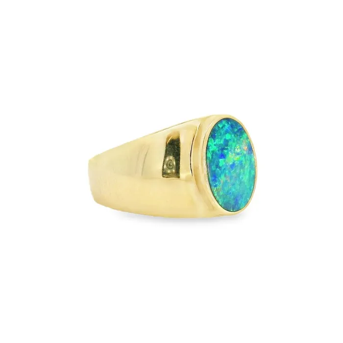 Rings Australian Opal Cutters Australian Opal Doublet Ring set in 14K Yellow Gold