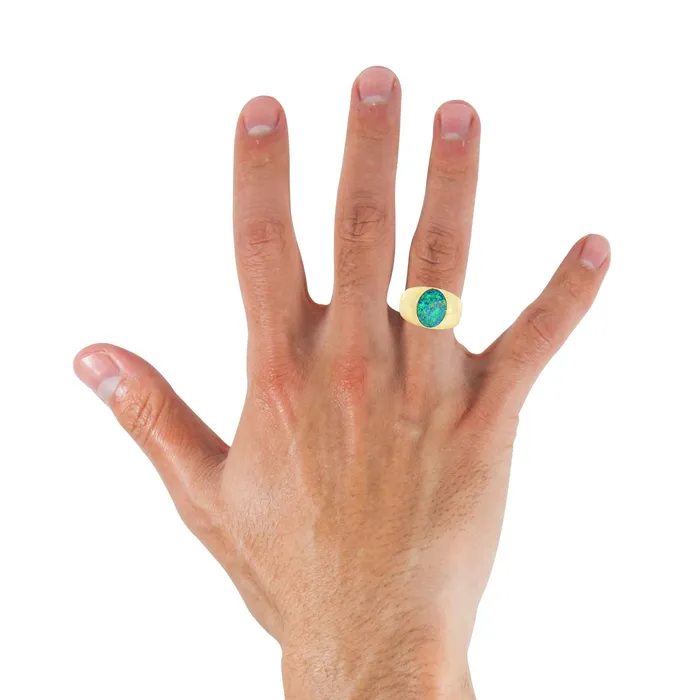 Rings Australian Opal Cutters Australian Opal Doublet Ring set in 14K Yellow Gold