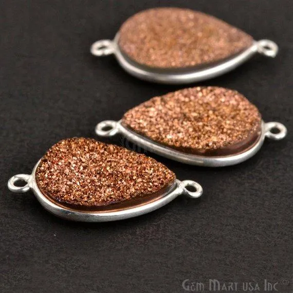Rings GemMartUSA Clearance Titanium Druzy 13x18mm Pears Silver Double Bail Bezel Gemstone Connector