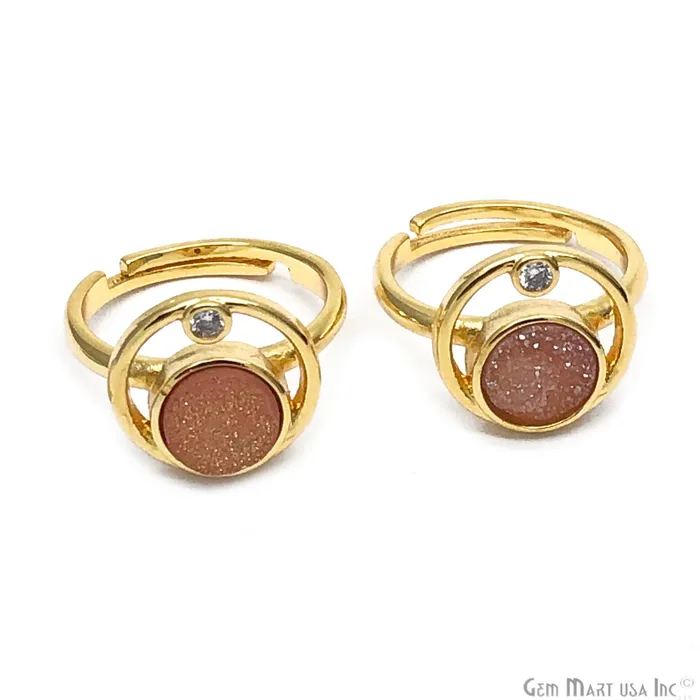 Rings GemMartUSA Orbit Druzy Gemstone Adjustable Ring Pick Your Gemstone