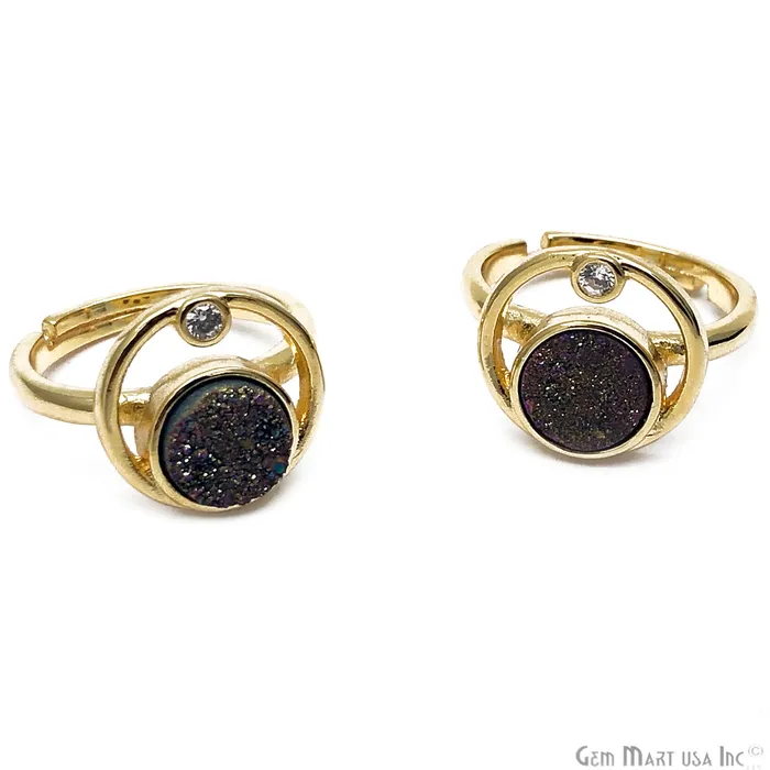 Rings GemMartUSA Orbit Druzy Gemstone Adjustable Ring Pick Your Gemstone