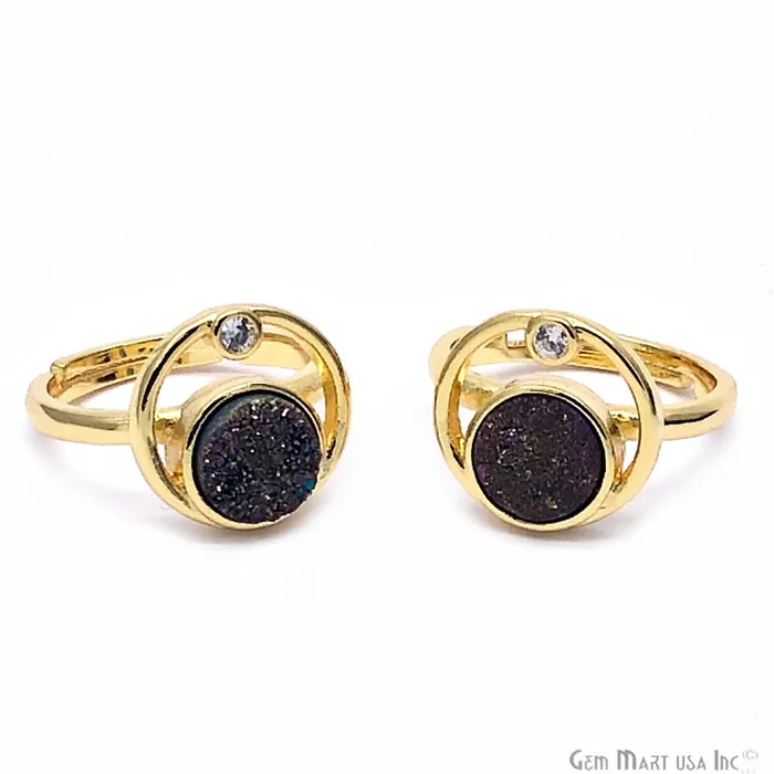 Rings GemMartUSA Orbit Druzy Gemstone Adjustable Ring Pick Your Gemstone