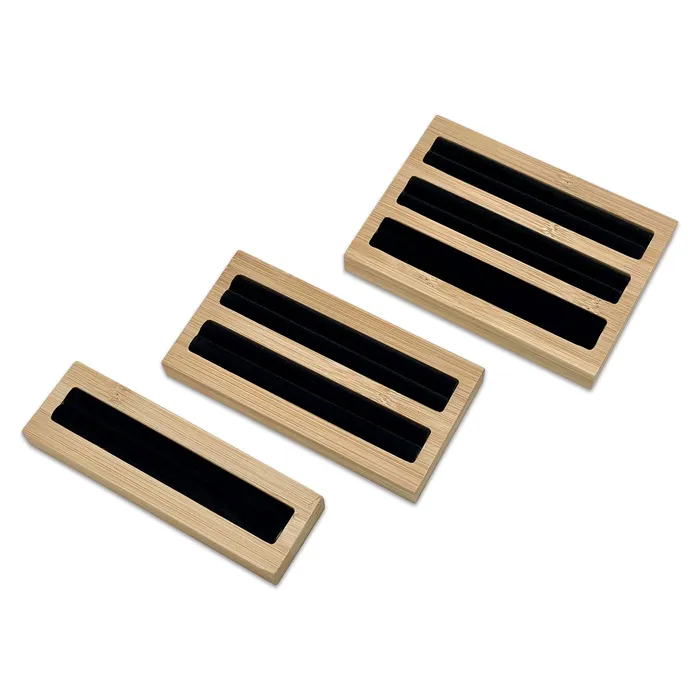 Rings JPIDisplay 5 34 x 4 Wood Black Velvet 3 Row Ring Display Stand Rings JPIDisplay 5 34 x 4 Wood Black Velvet 3 Row Ring Display Stand