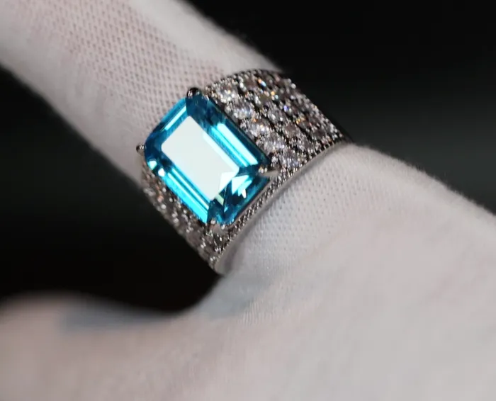 Rings Lab Diamonds London Aquamarine Blue Emerald Diamond Ring Blue Emerald Diamond Ring