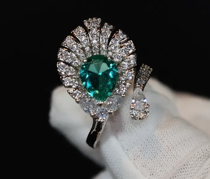 Rings Lab Diamonds London Green Diamond Engagement Ring Peacock Diamond Ring Green diamond feather ring