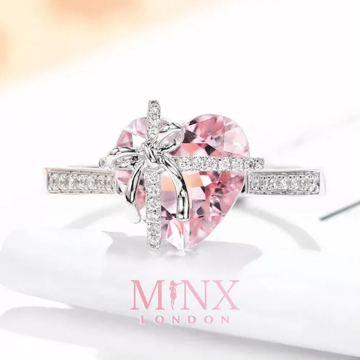 Rings Minx London Heart Ring Pink Diamond Ring Heart Shape Ring Ribbon Ring Diamond Heart Ring Heart Ring with Diamonds Engagement Ring Bow Ring Rings Minx London Heart Ring Pink Diamond Ring Heart Shape Ring Ribbon Ring Diamond Heart Ring Heart Ring with Diamonds Engagement Ring Bow Ring
