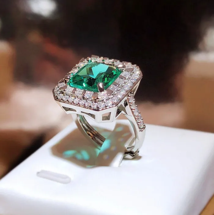 Rings Minx London Statement Ring Green Diamond Ring Big Diamond Engagement Ring Princess Cut Engagement Ring Emerald Diamond Ring Tourmaline Ring