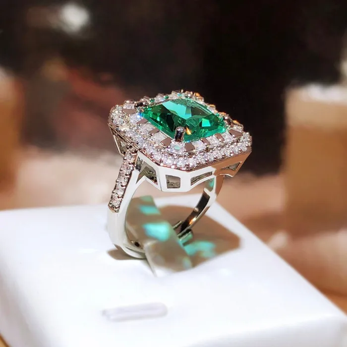 Rings Minx London Statement Ring Green Diamond Ring Big Diamond Engagement Ring Princess Cut Engagement Ring Emerald Diamond Ring Tourmaline Ring