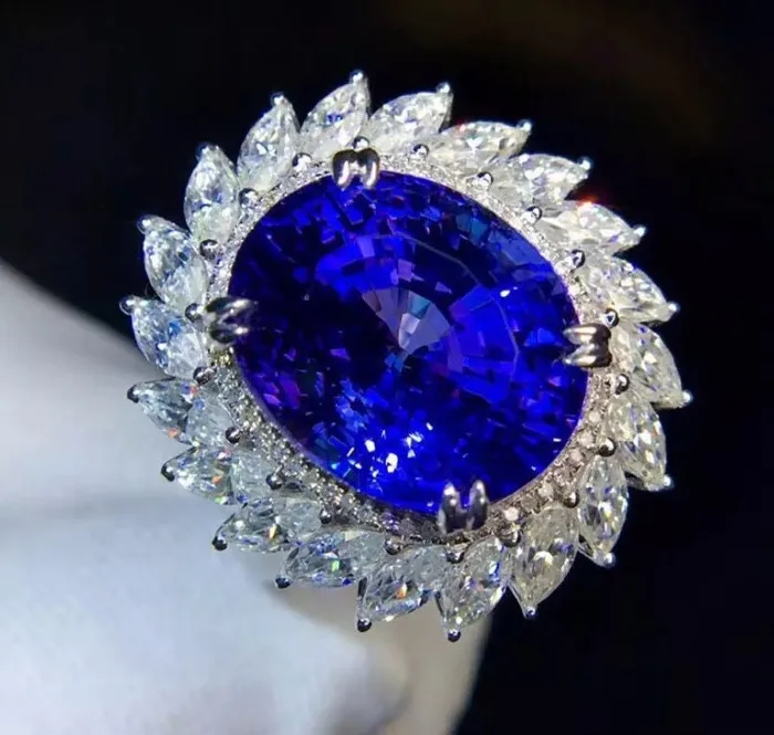 Rings Sapphire Blue Diamond Ring Blue Diamond Engagement Ring Sapphire Blue Ring Blue Wedding Ring Blue Diamond Ring with halo Halo Ring Minx London