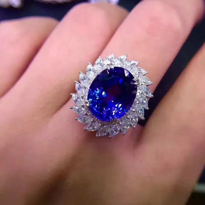 Rings Sapphire Blue Diamond Ring Blue Diamond Engagement Ring Sapphire Blue Ring Blue Wedding Ring Blue Diamond Ring with halo Halo Ring Minx London