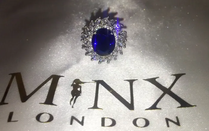 Rings Sapphire Blue Diamond Ring Blue Diamond Engagement Ring Sapphire Blue Ring Blue Wedding Ring Blue Diamond Ring with halo Halo Ring Minx London