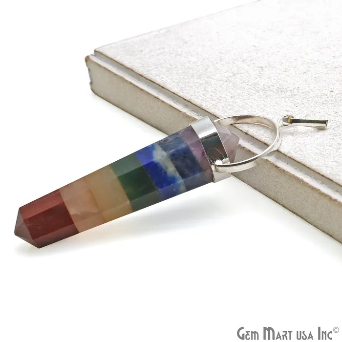 Rings Seven Chakra 72X12mm Silver Plated Healing Crystal Chakra Stone Reiki Stones DIY Jewelry GemmartUSA