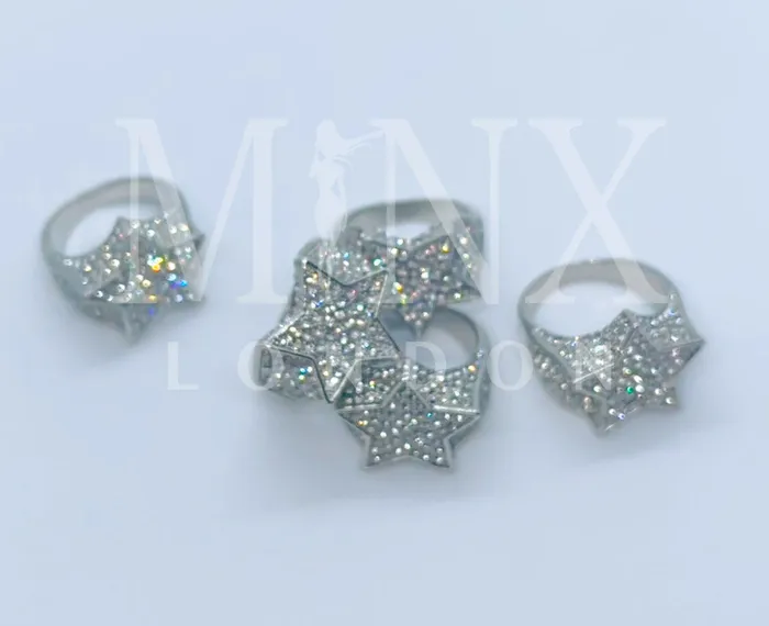 Rings Star Rings Star Ring Iced Out Rings Minx London