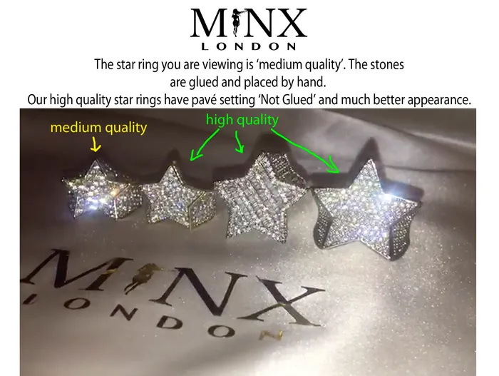 Rings Star Rings Star Ring Iced Out Rings Minx London