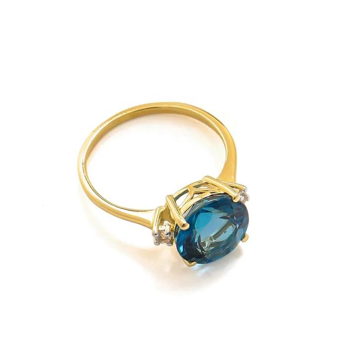 Rings YoTreasure 390 Ct London Blue Topaz Solid 10k Yellow Gold Ring Jewelry