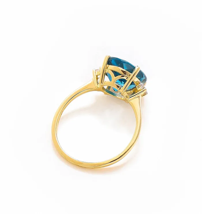 Rings YoTreasure 390 Ct London Blue Topaz Solid 10k Yellow Gold Ring Jewelry