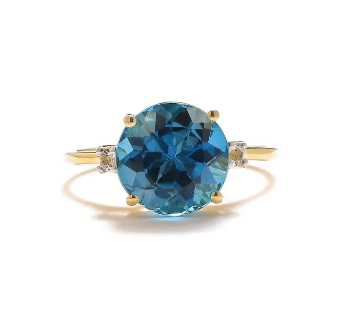 Rings YoTreasure 390 Ct London Blue Topaz Solid 10k Yellow Gold Ring Jewelry