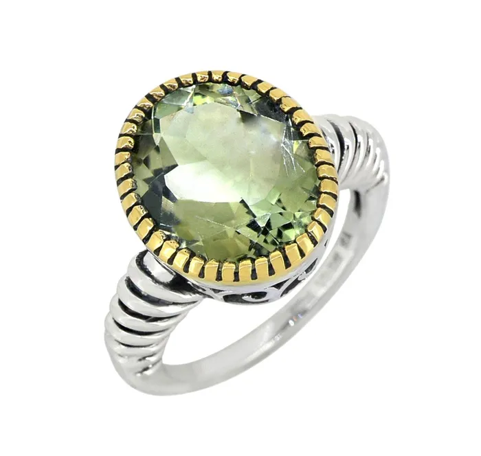 Rings YoTreasure Green Amethyst Solid 925 Sterling Silver Gold Plated Ring Genuine Gemstone Jewelry Rings YoTreasure Green Amethyst Solid 925 Sterling Silver Gold Plated Ring Genuine Gemstone Jewelry