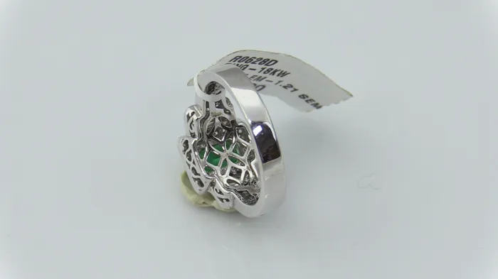 STA Rings 18KW Gold Emerald Diamond Ring Size 675 this is New Item R0628D